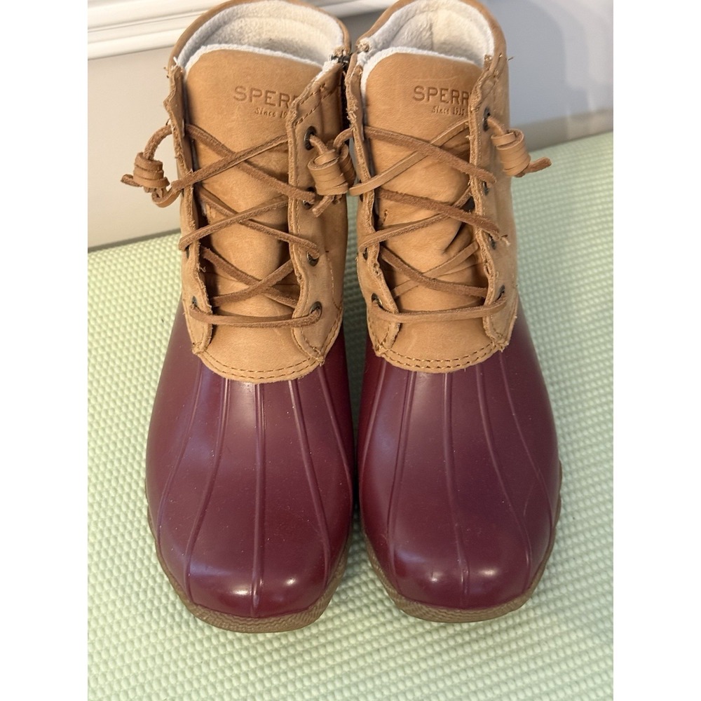 Sperry Top slider Duck boots Wine/ Burgundy women size 7 Boat shoe